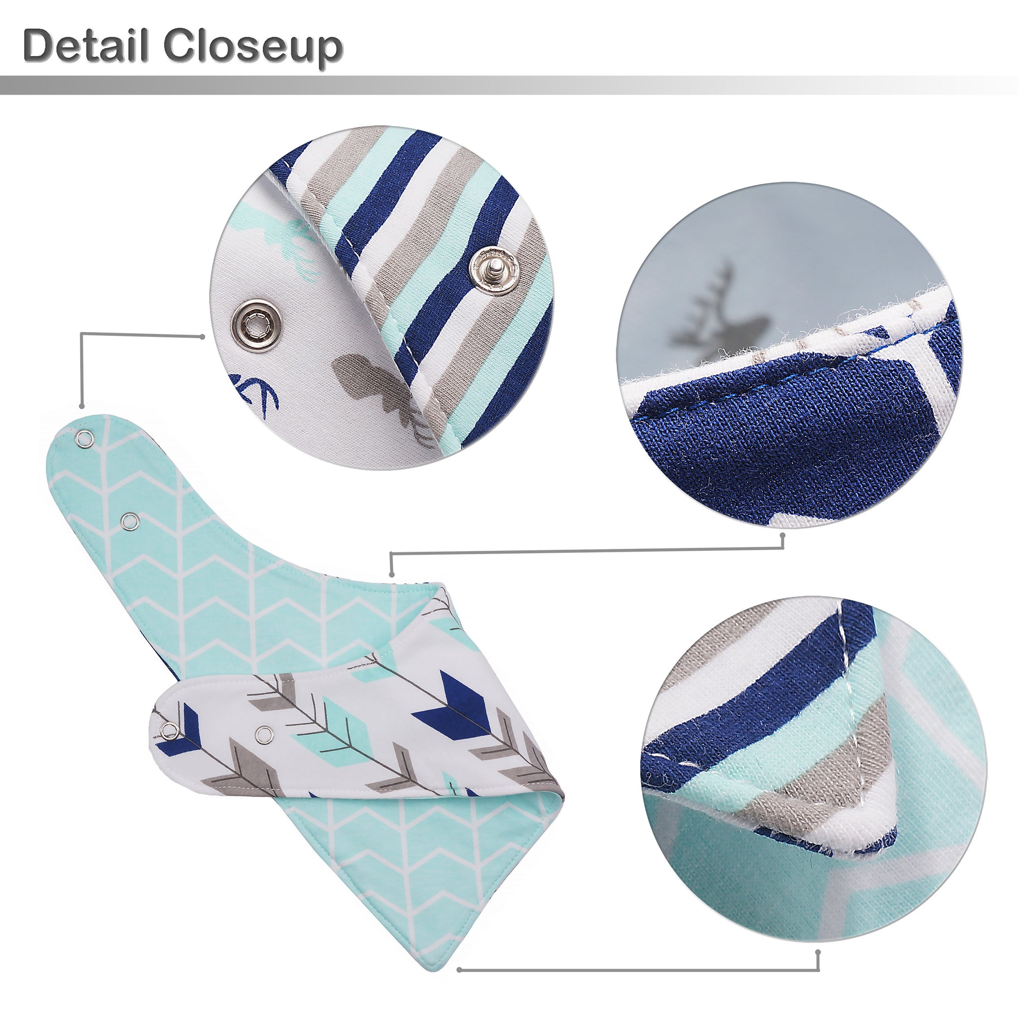 Reversible Baby & Toddler Bandana 3 Layers Waterproof Bibs with Adjustable Snap for Boys and Girls, (4-Pack)